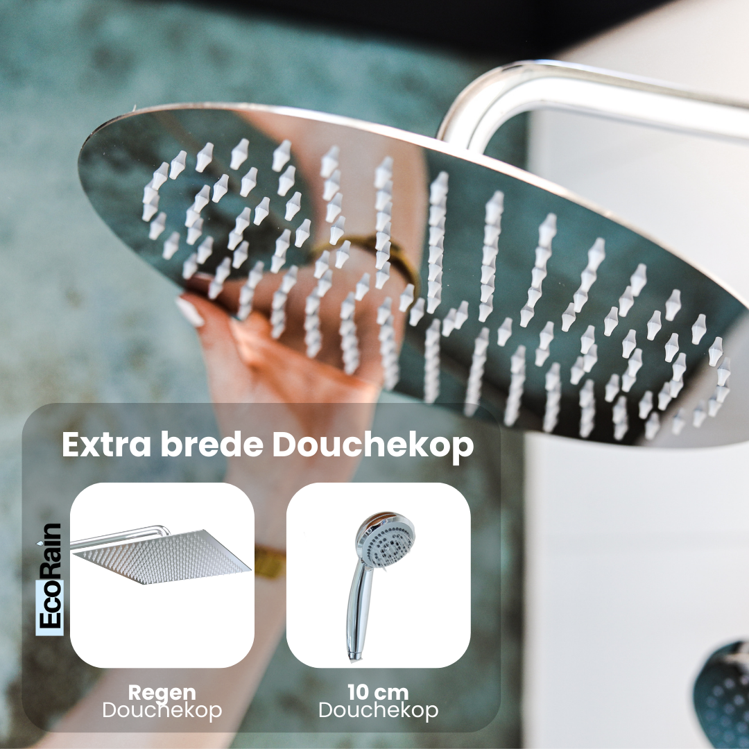 Vierkante RVS Regendouche met slang Tyler 30 cm - Chroom