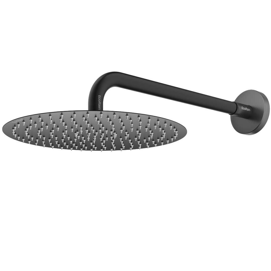 Round Overhead shower with shower arm Tyler 20 cm Black
