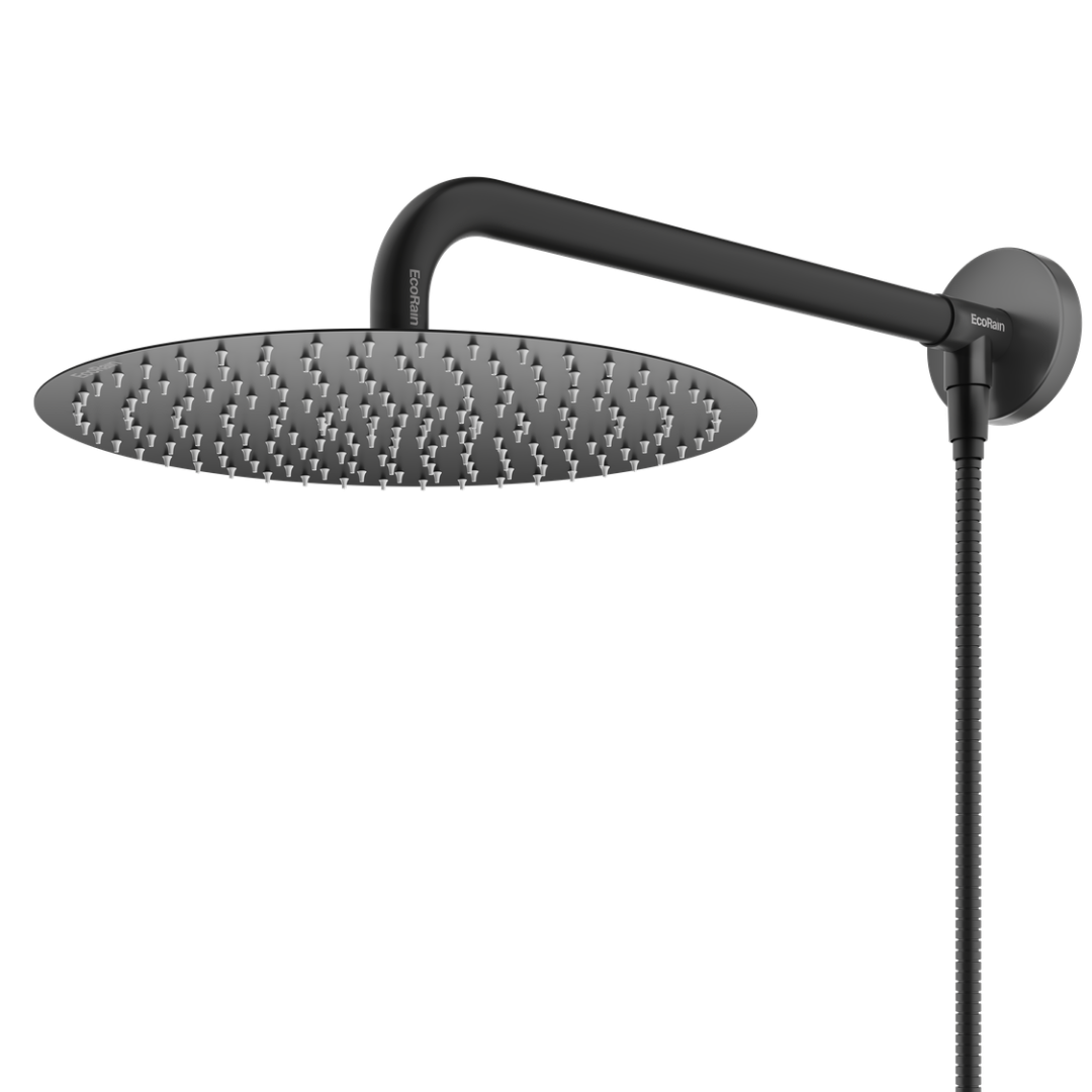 Fortifura Calvi Regendoucheset - Thermostatisch - 30cm Hoofddouche Metalen Slang Staaf Handdouche Mat Zwart Sw1204425