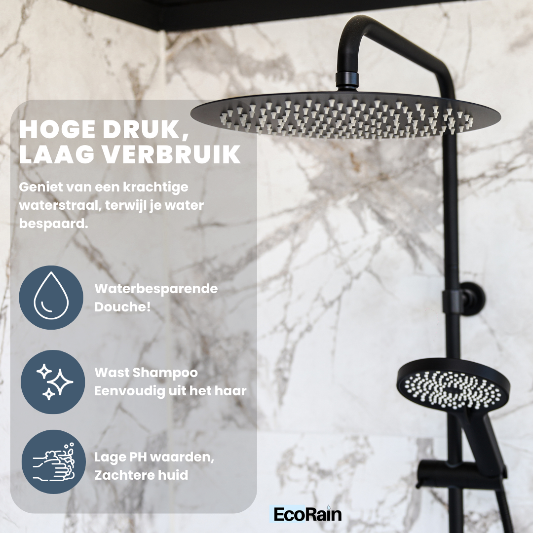 Ronde Hoofddouche met douchearm Tyler 20 cm - Zwart