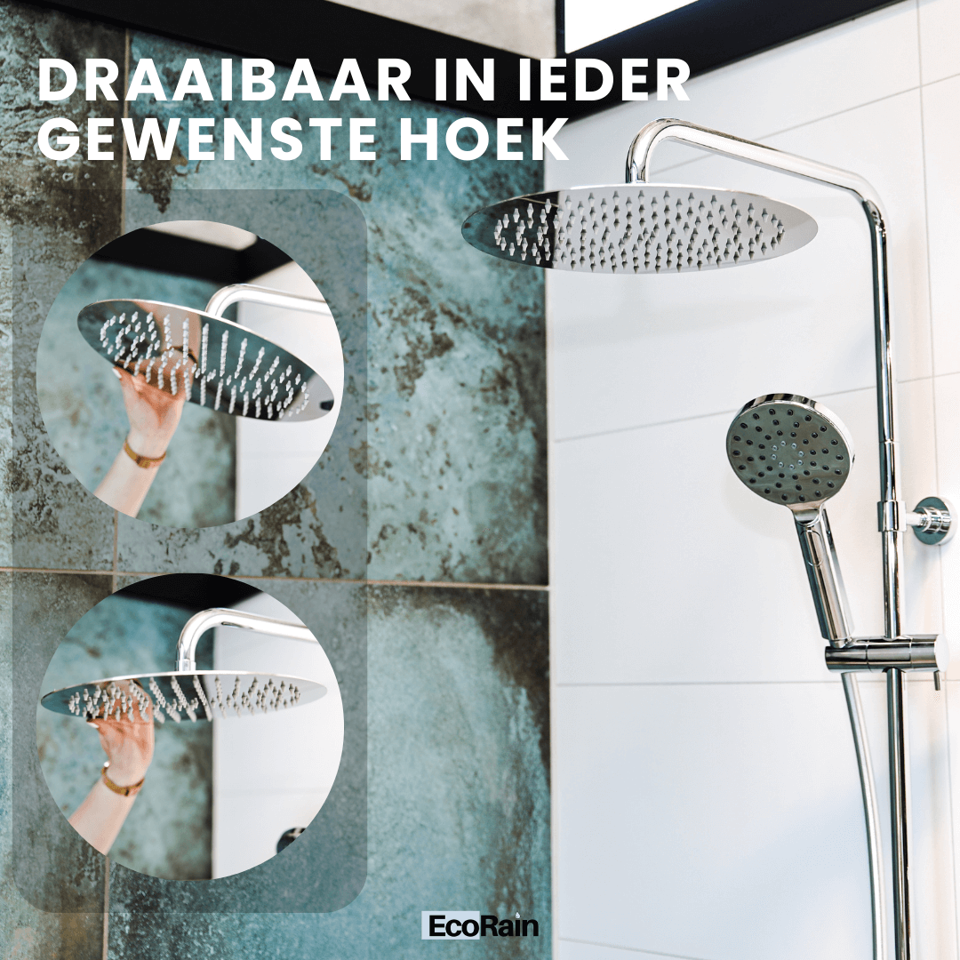 Ronde Regendouche met slang Tyler 20 cm - Chroom