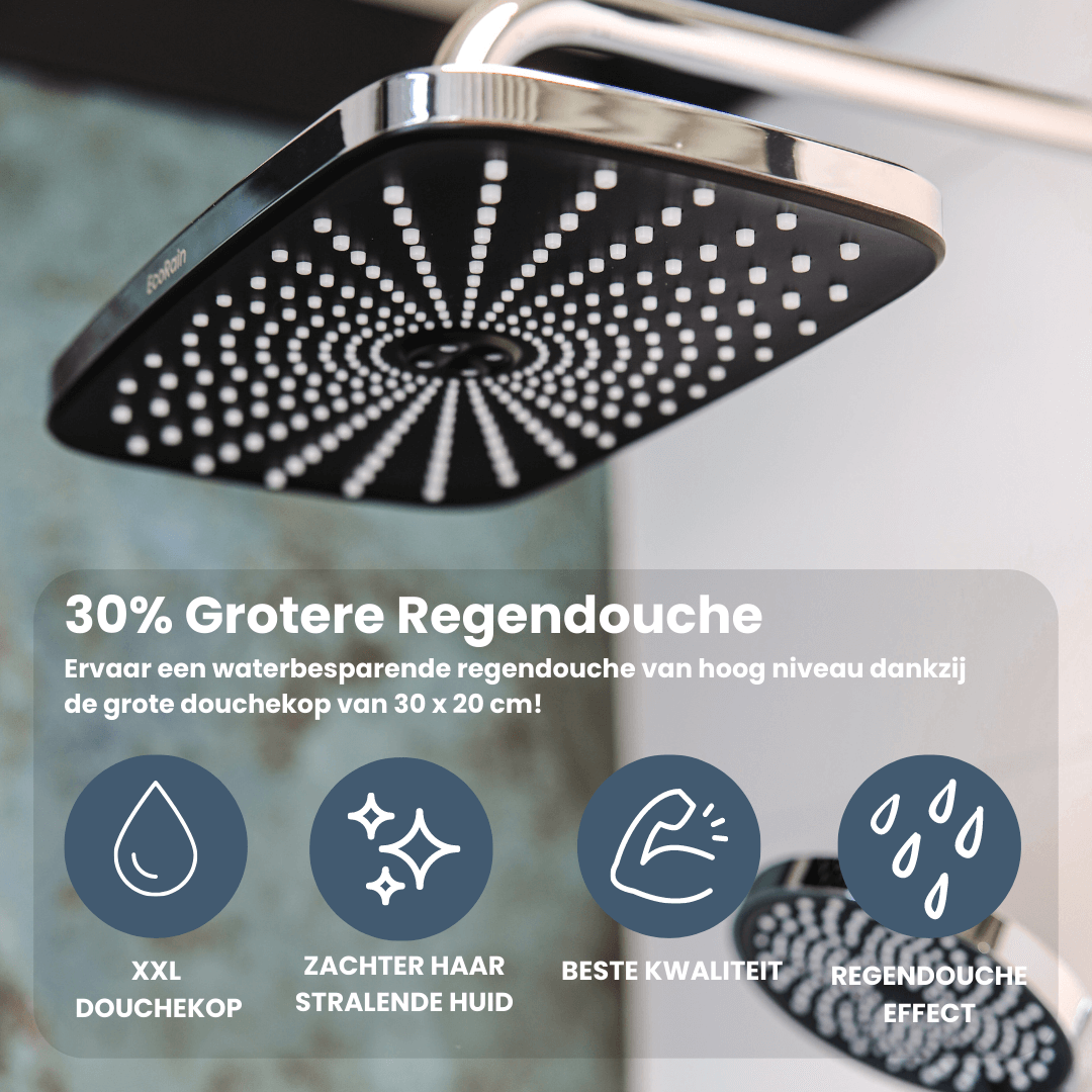 Regendouche Melvin XL 30 cm met Douchearm - Zwart
