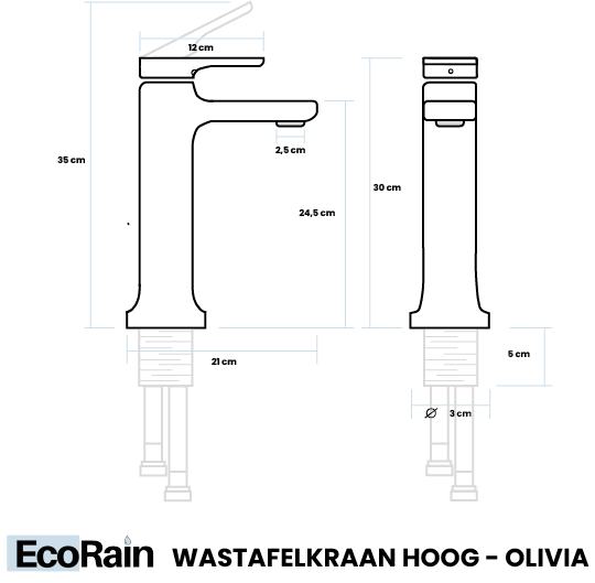 Wastafelkraan hoog Olivia - Chroom