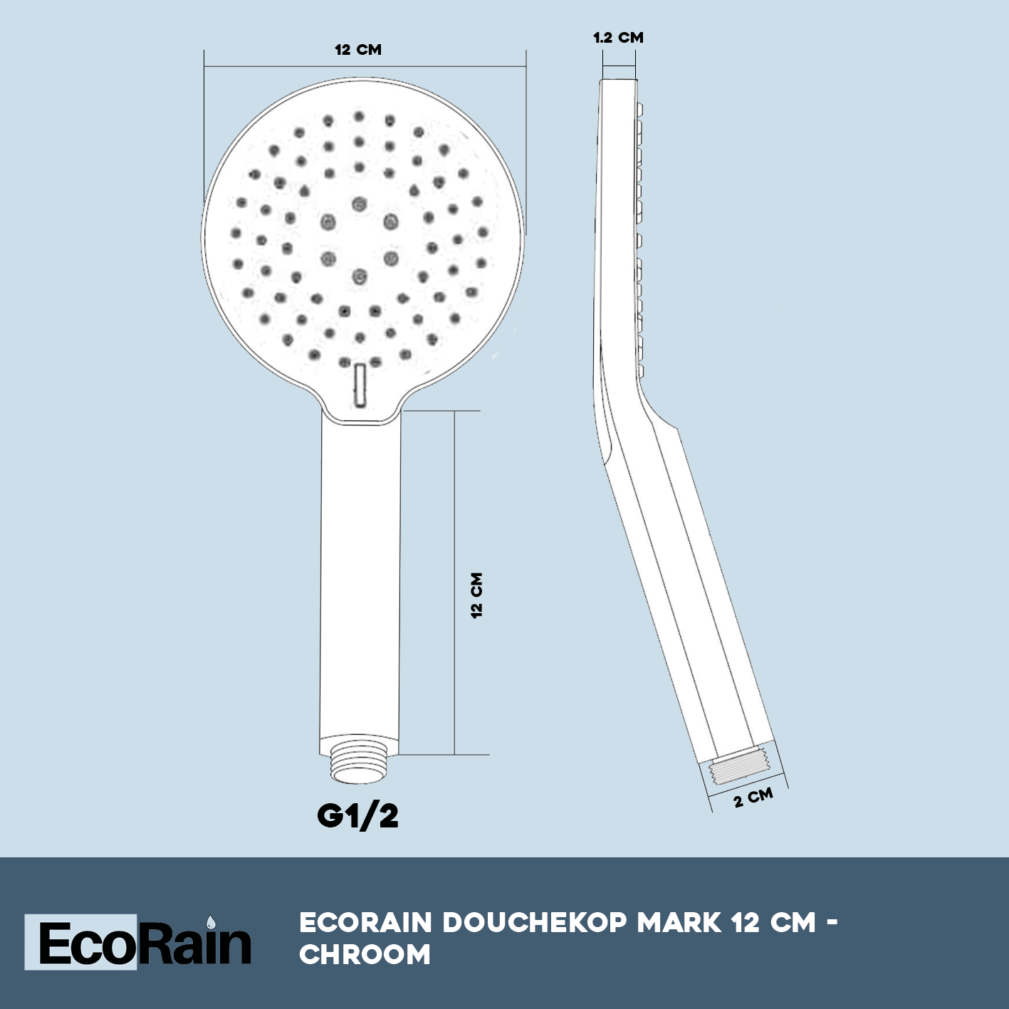 EcoRain Water Saving Shower Head Mark 12 cm - Chrome