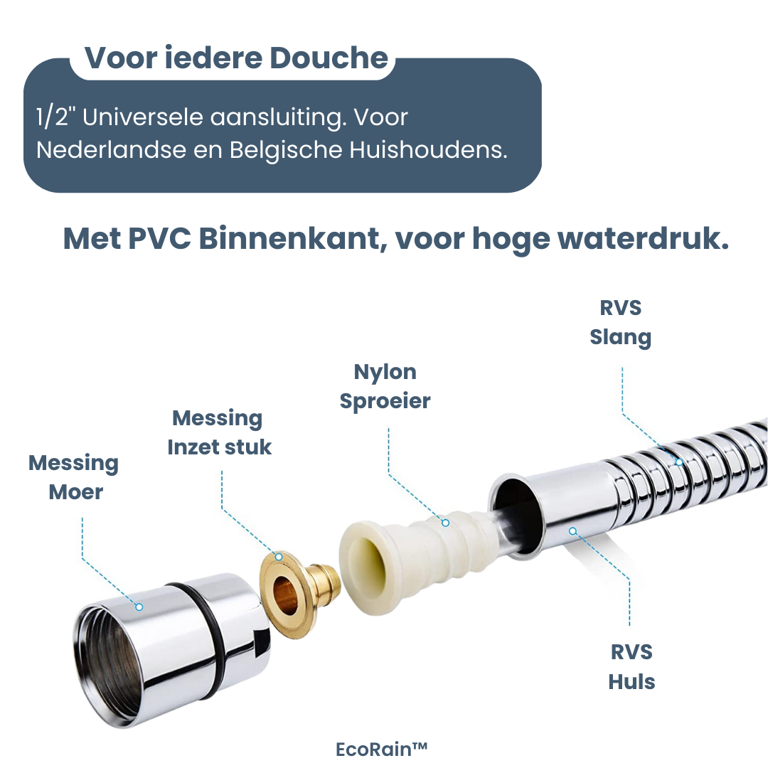 EcoRain Universal Shower Hose 1.5 meter - G ½ 1/2"