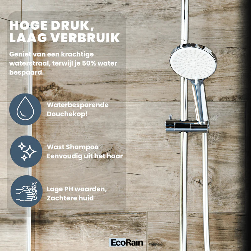 Waterbesparende Douchekop Mark 12 cm met slang - Chroom