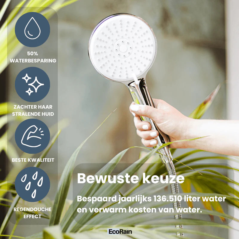 Waterbesparende Douchekop Mark 12 cm met slang - Chroom