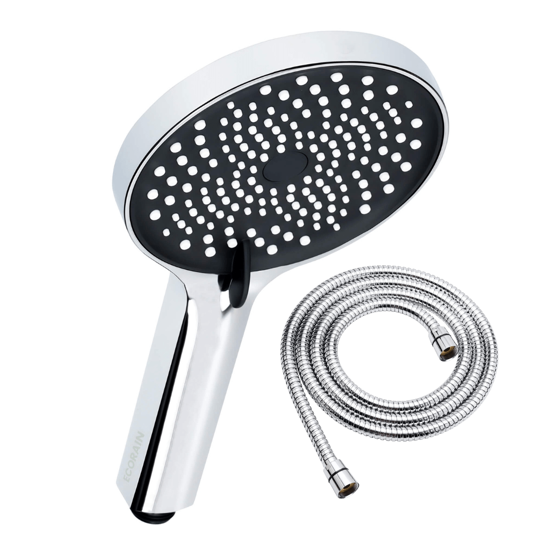 YEAUPE PRO Douchekop, handdouche met 3 straalsoorten, ronde douchekop (diameter 120 mm), hogedruk douchekop, waterbesparende douchekop (1 x douchekop en slang YEAUPE PRO Douchekop, handdouche met 3 straalsoorten, ronde douchekop (diameter 120 mm), hogedruk douchekop, waterbesparende douchekop (1 x douchekop en slang