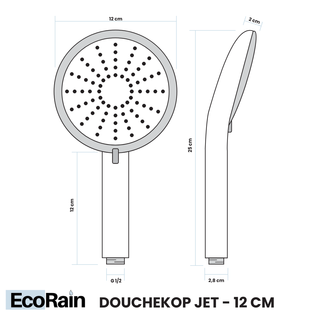 Waterbesparende Douchekop Jet 12 cm - Chroom