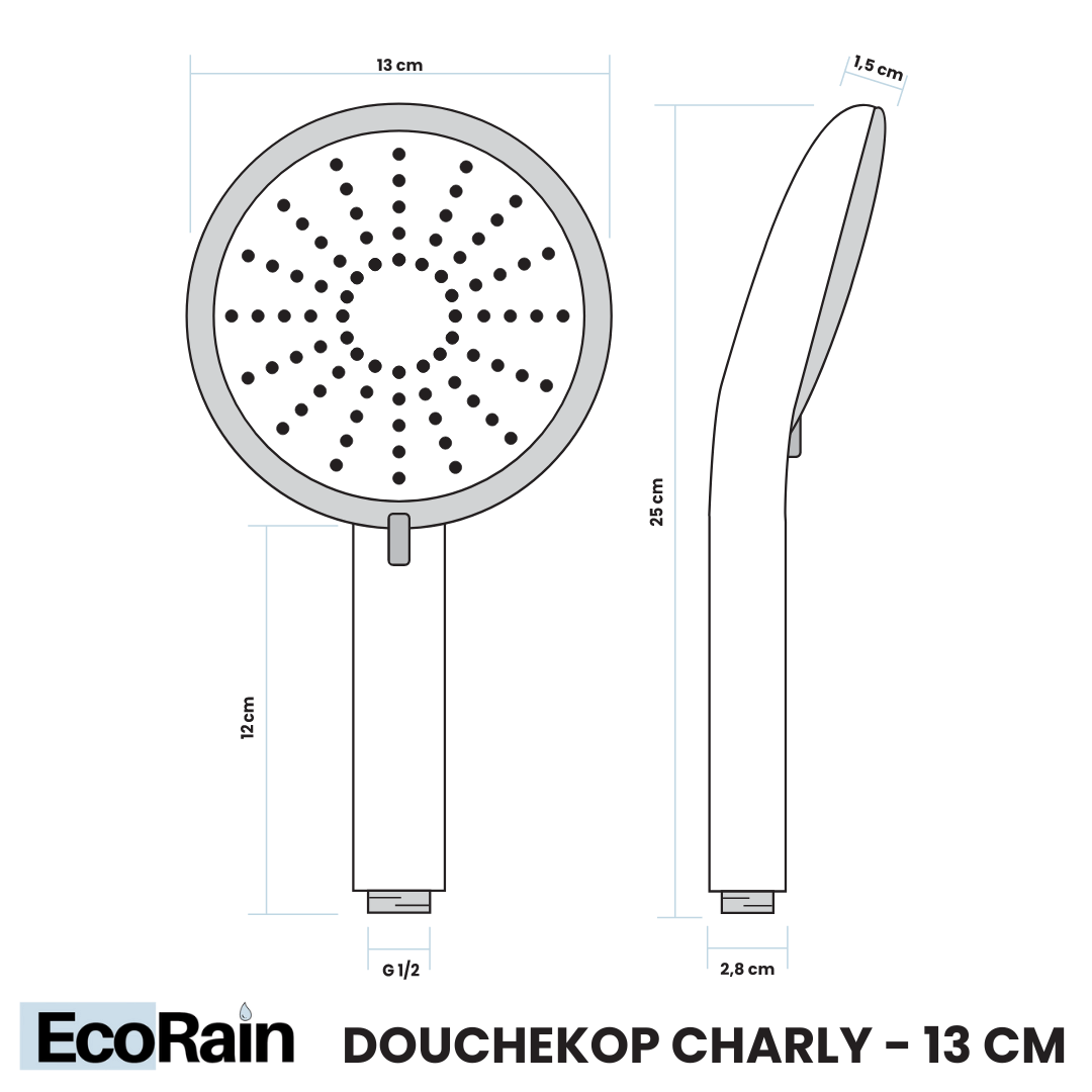 Waterbesparende Douchekop Charly 13 cm - Chroom