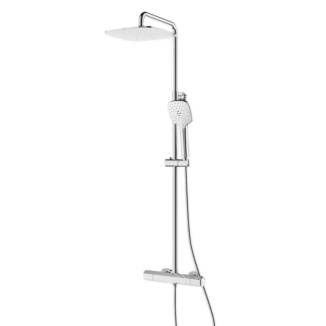 Rain shower set with thermostatic tap Kay 25 cm - Chrome