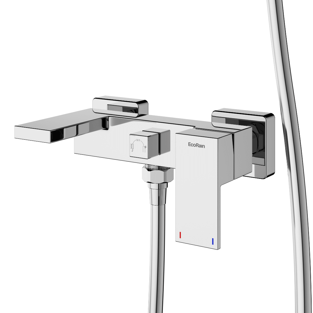 Cubic Inbouw badkranenset | Chroom Eéngreeps mengkraan met handdouche 1 stand CIC22-00030
