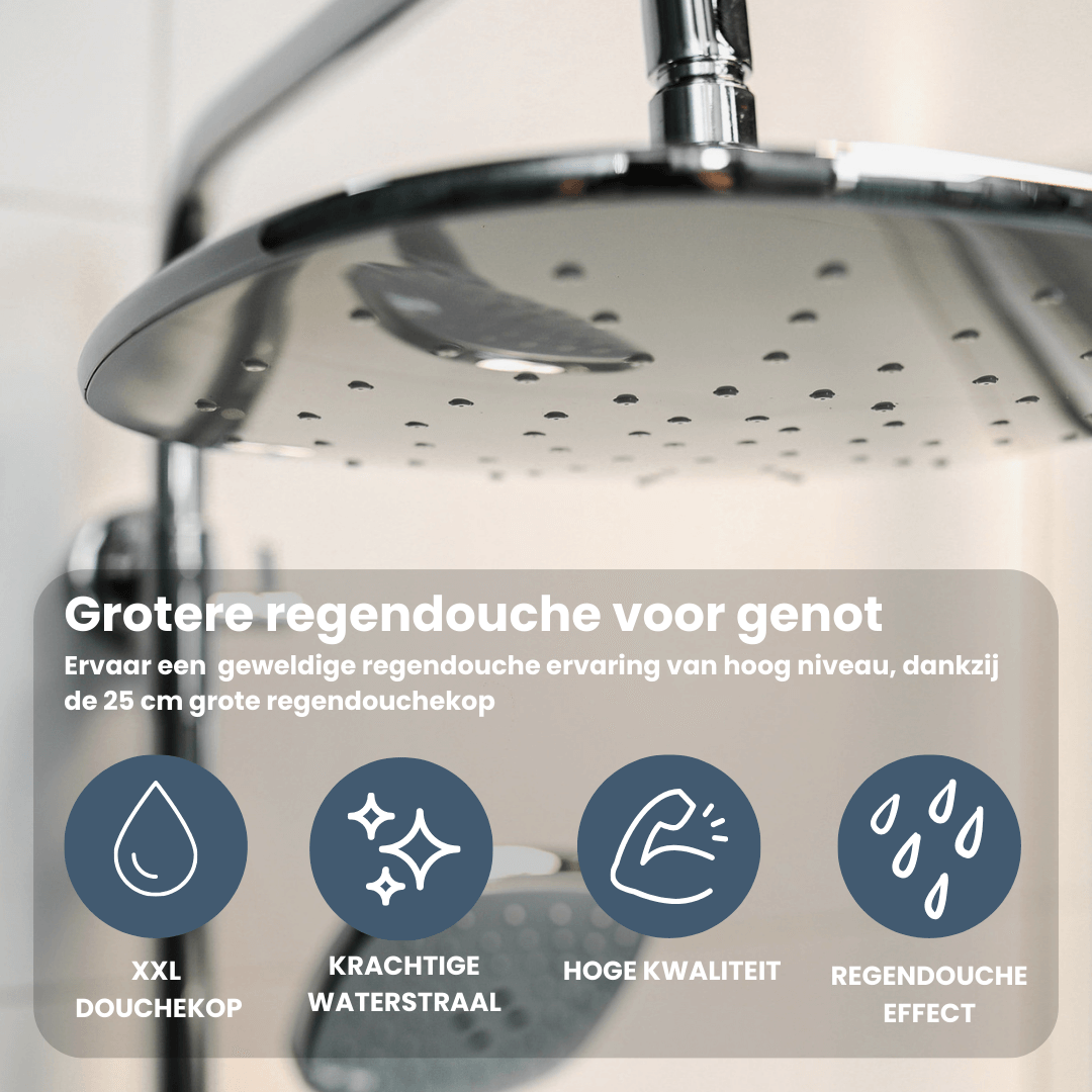 Regendoucheset Met Thermostaatkraan Kay 25 cm - Chroom