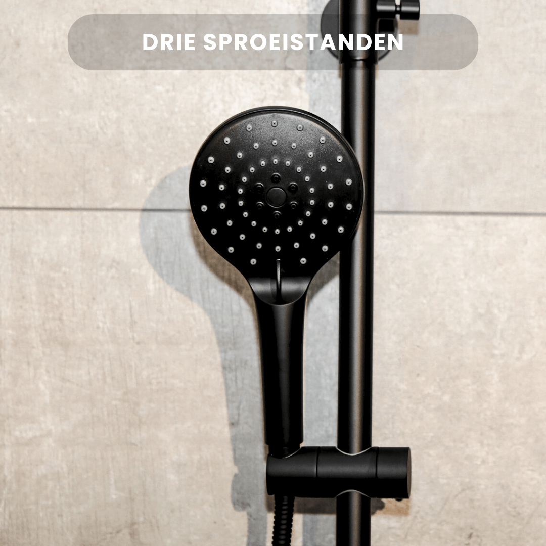 Regendoucheset Glenn 23 CM met Thermostaatkraan - Zwart