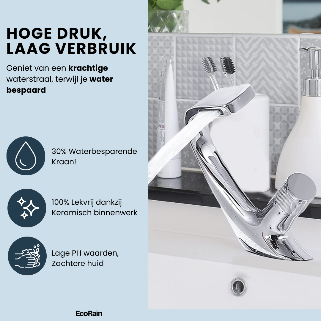 EcoRain Basin Tap Tom Waterfall - Silver