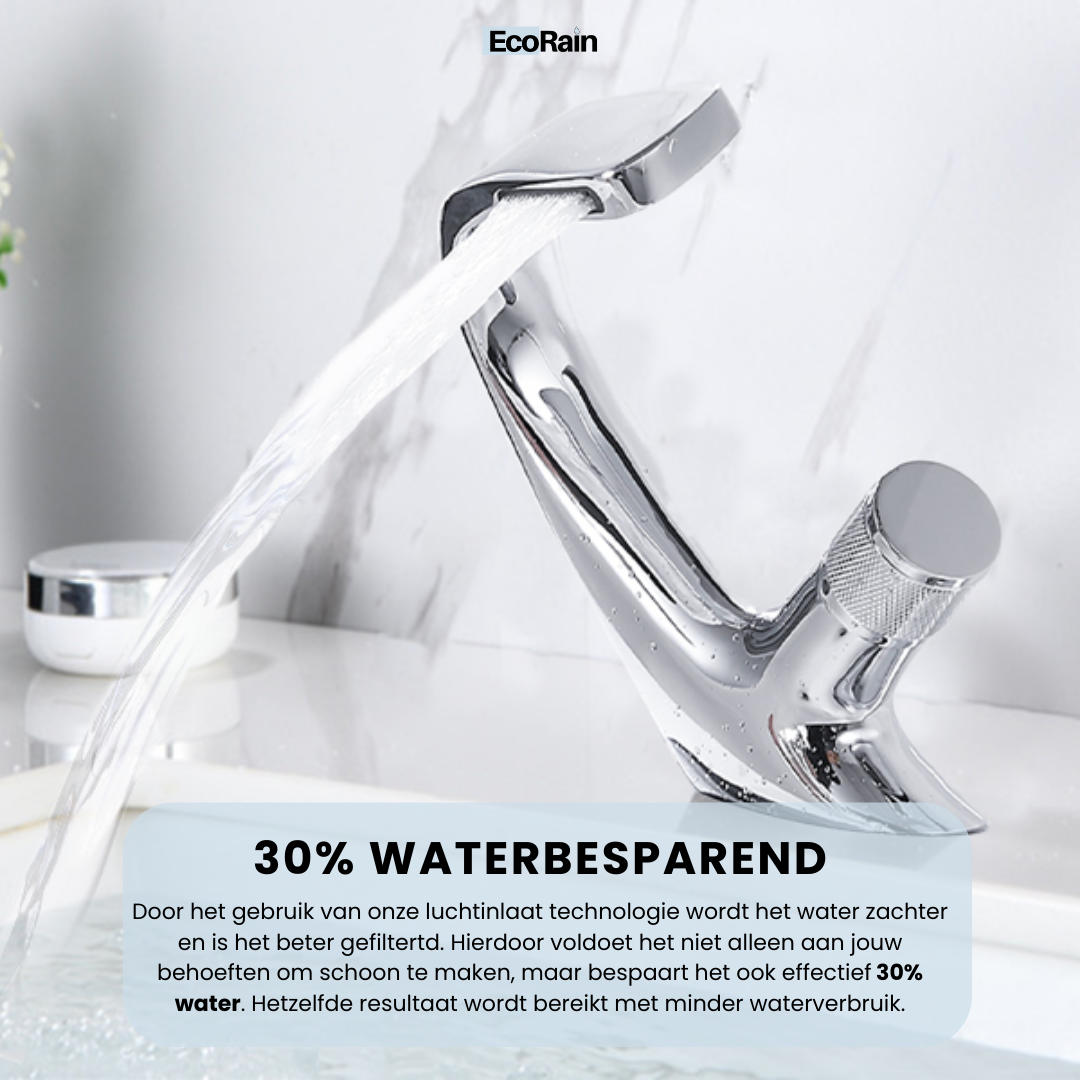 Wastafelkraan Tom met watervaluitloop - Chroom