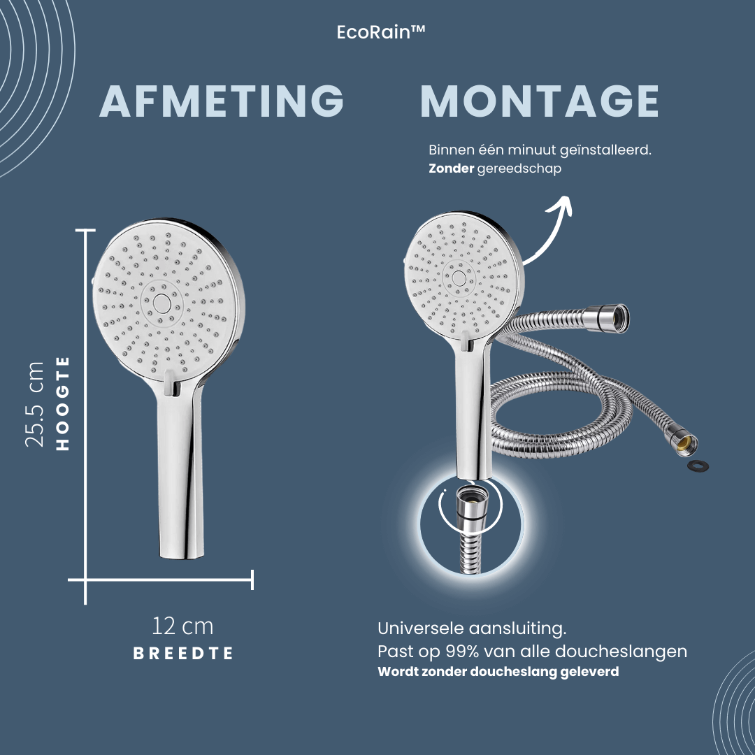EcoRain Water Saving Shower Head Mark 12 cm - Chrome